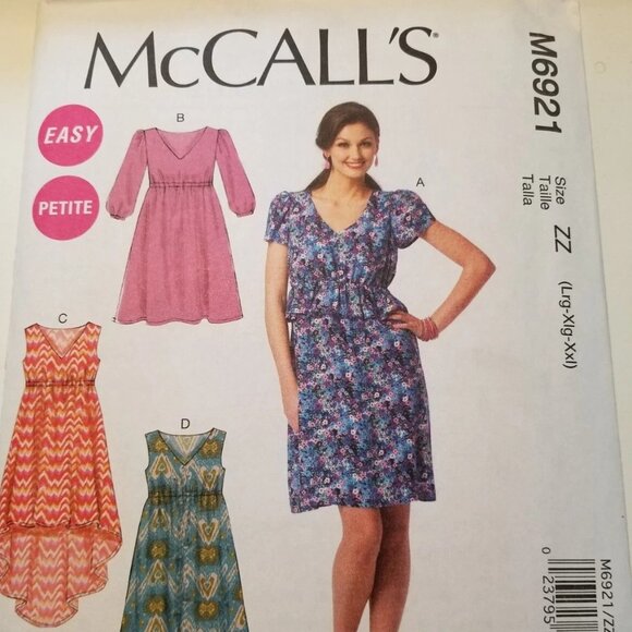 McCall's M6921 EASY Pullover Style Dresses Pattern Sizes 16-18-20-22-24-26 - Picture 3 of 3
